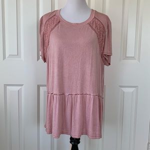 Artesia lace dusty rose hobo top tee